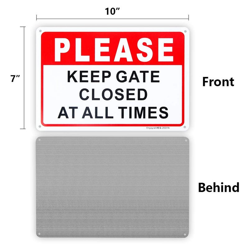 Enjoyist 2-Pack Please Keep Gate Closed At All Times Sign 10"x 7" .04" Aluminum Reflective Sign Rust Free Aluminum-UV Protected and Weatherproof - Image 2
